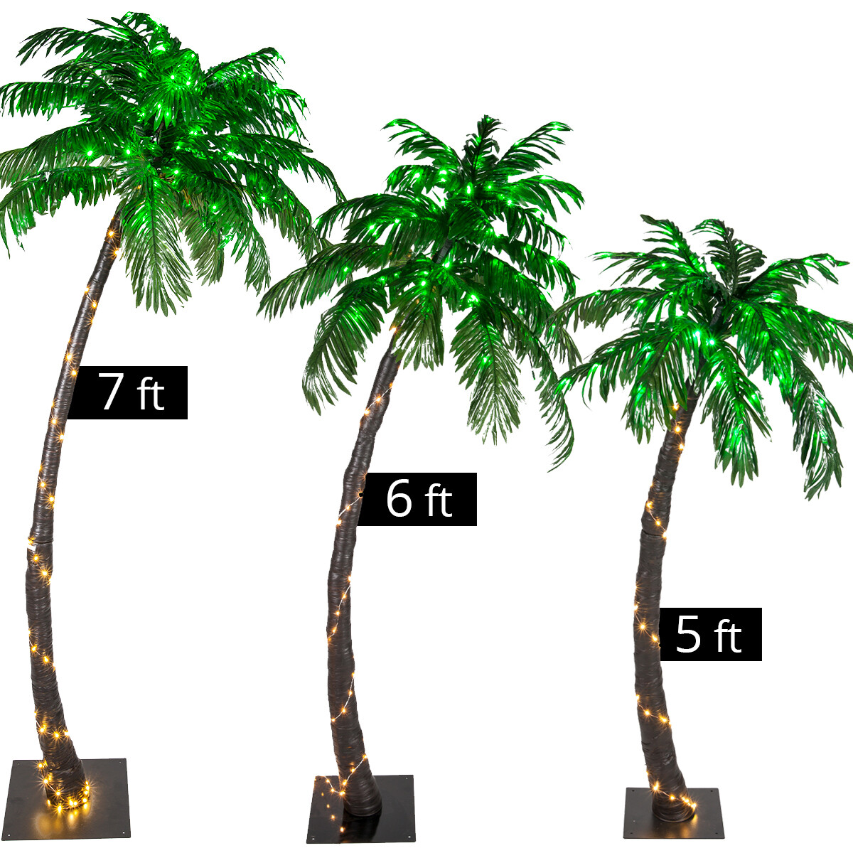 Curved LED Lighted Palm Tree Home Patio Decor 10 Function Remote Control & Timer