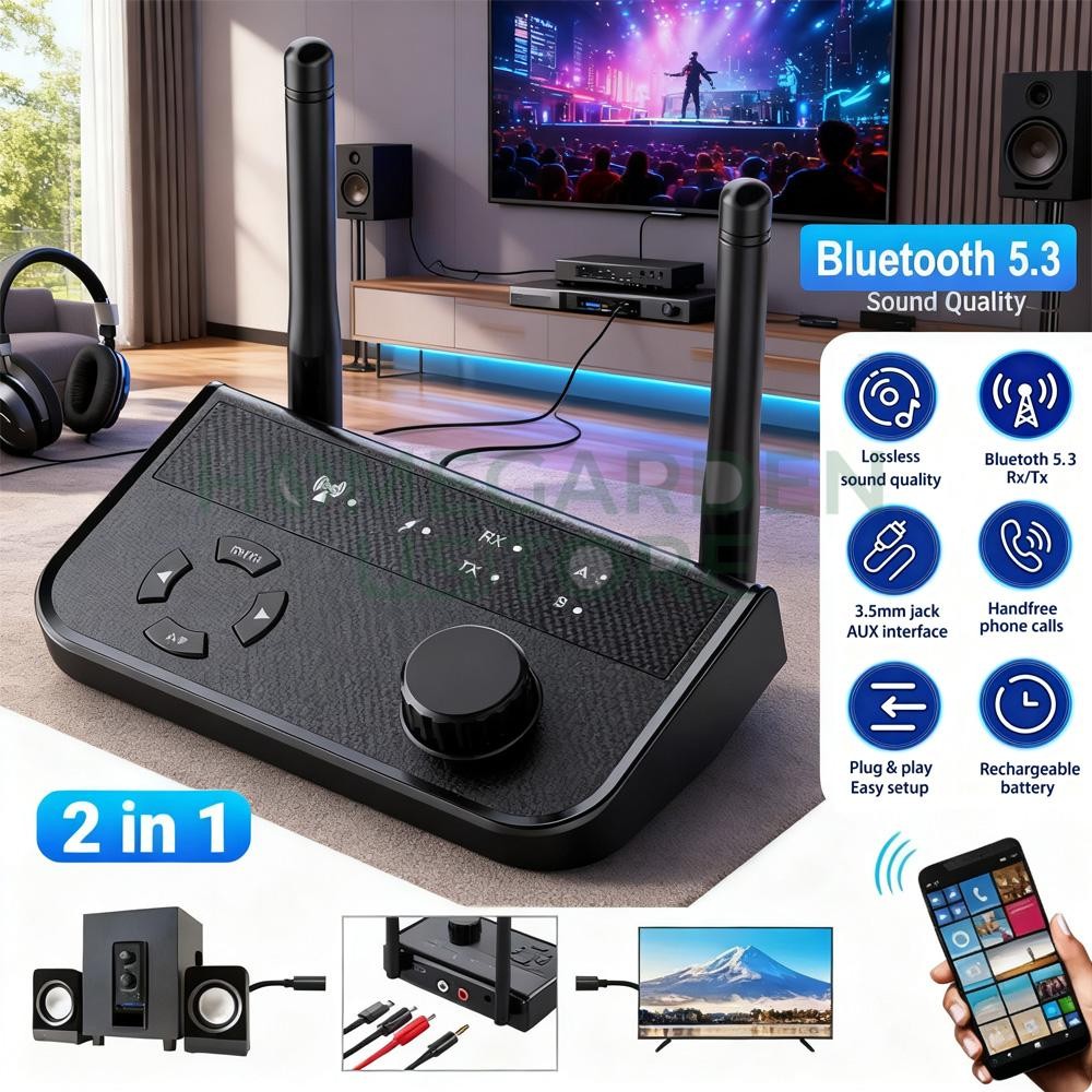 Bluetooth 5.3 Transmitter Receiver Long Range For TV Home Stereo Audio Adapter