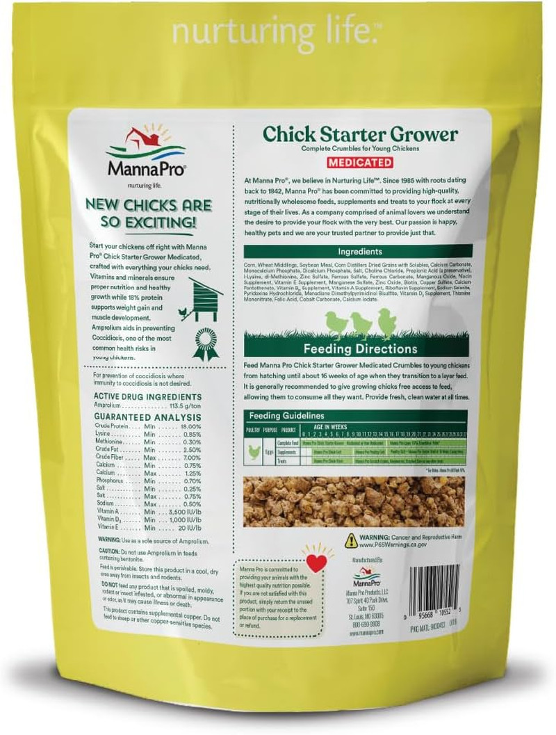 NEW Chick Starter Grower - Medicated Chick Feed Crumble for Young Chickens