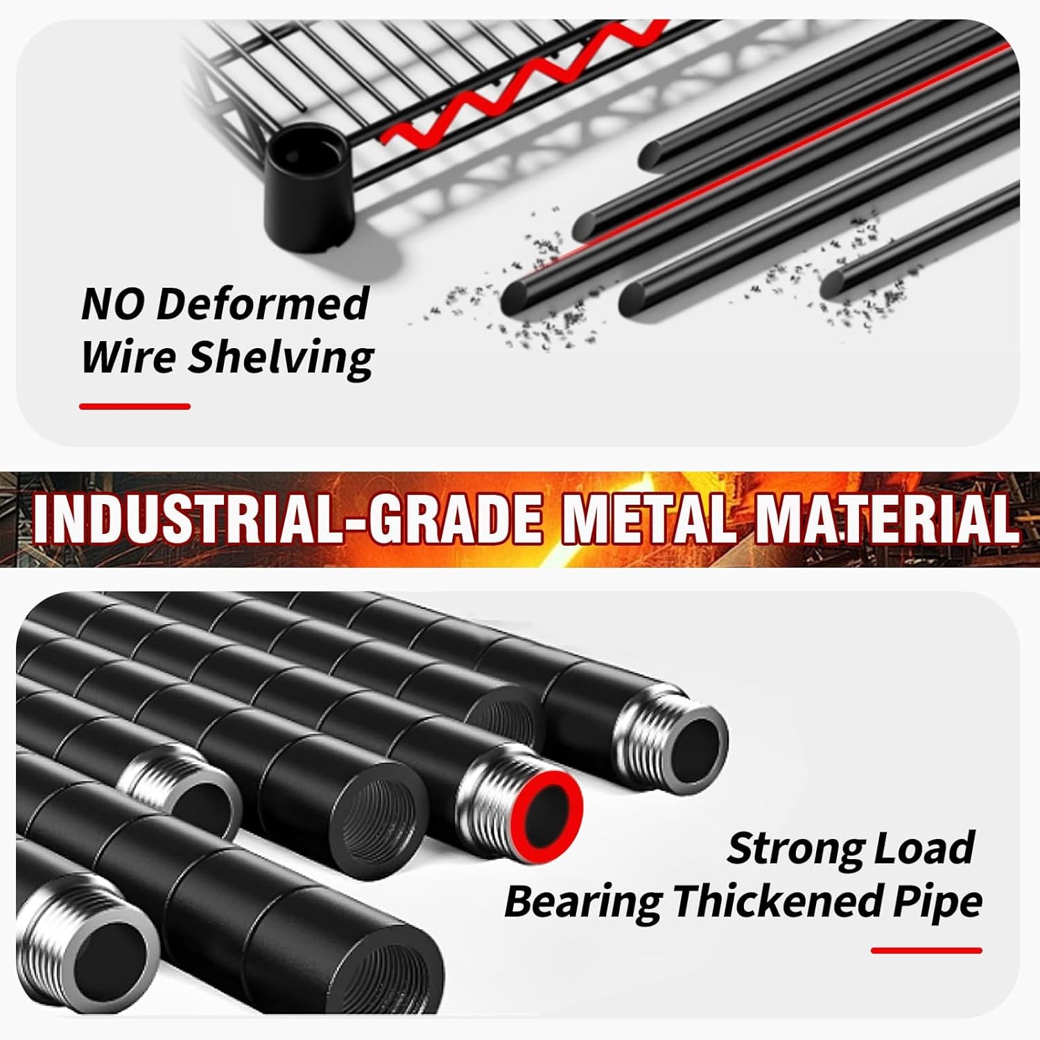 Heavy Duty 5-Tier/4-Tier Shelves Storage Rack Metal Wire Garage Shelving Black