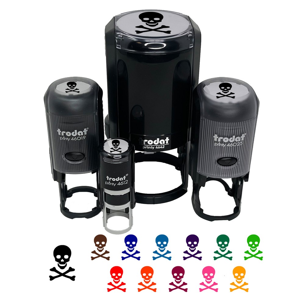 Skull and Crossbones Solid Self-Inking Rubber Stamp Ink Stamper Stamping