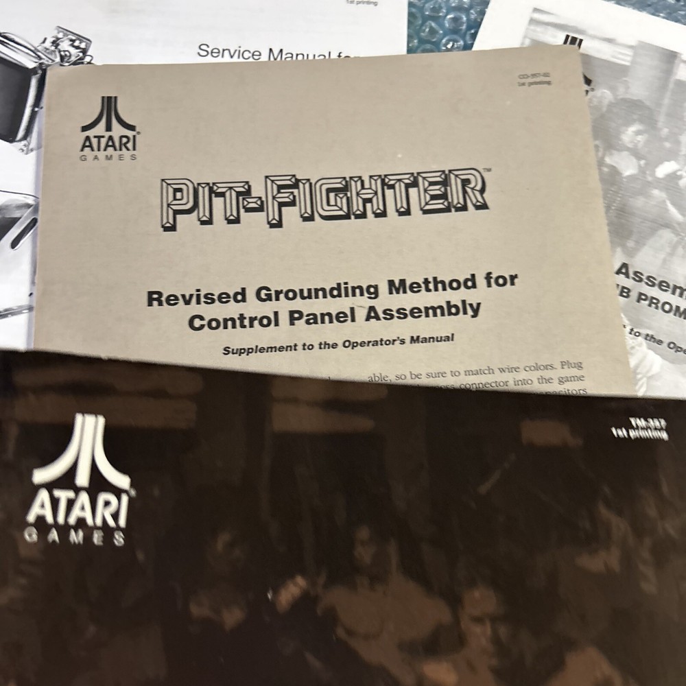 1st print PIT FIGHTER PITFIGHTER with schematics atari arcade video game manual
