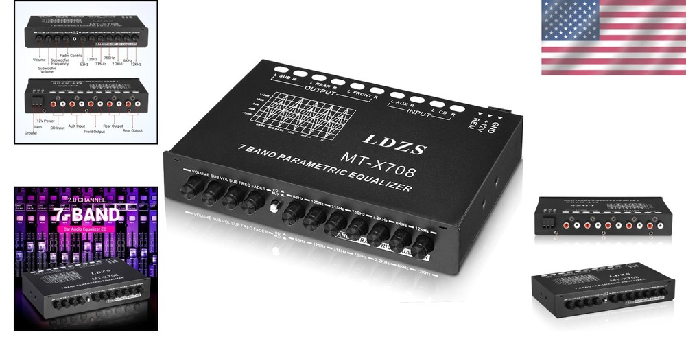 EQ Car Amplifier: 7-Band Graphic Equalizer, Subwoofer Output