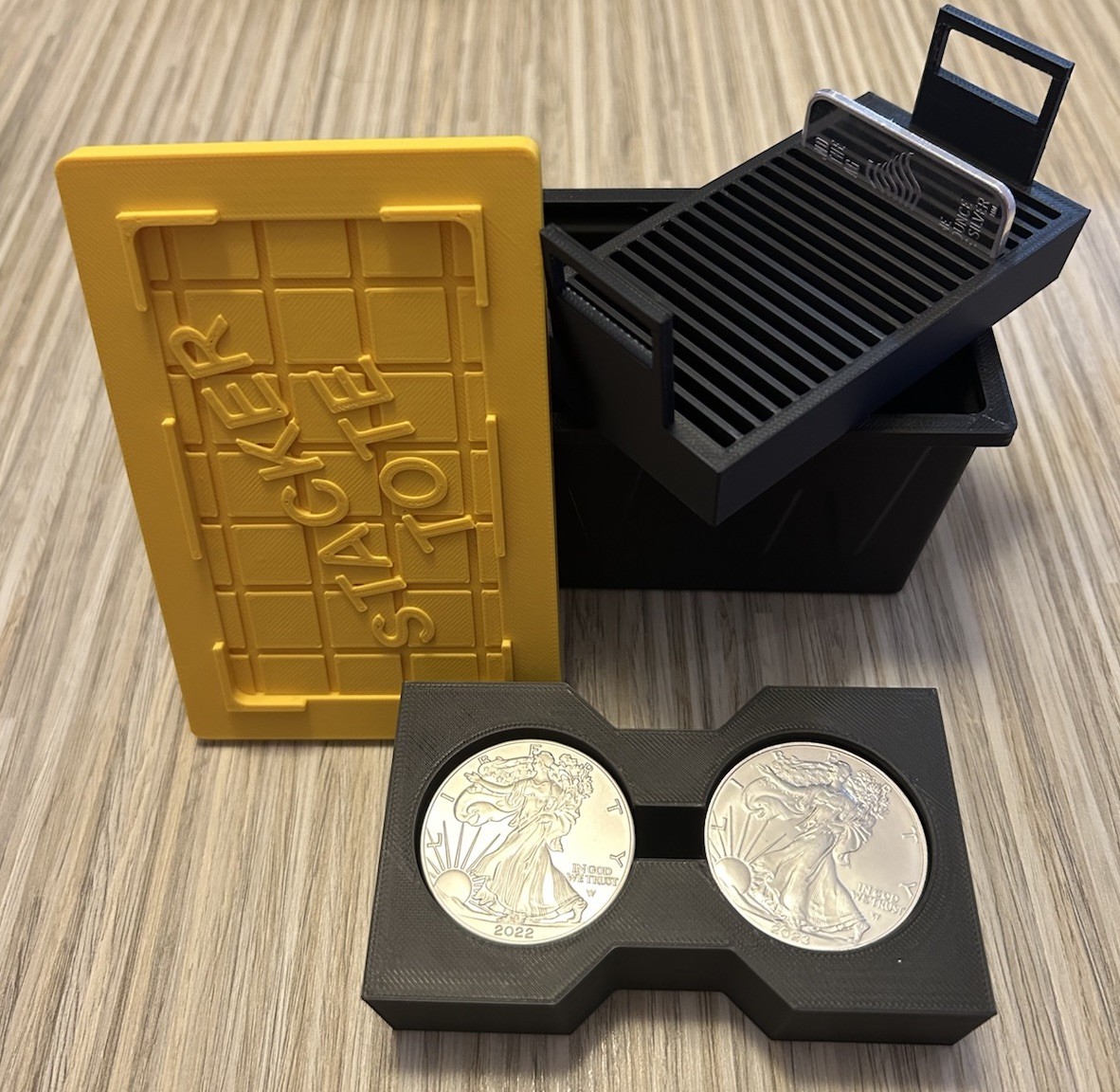 SILVER GOLD .999 1 Oz ROUND + BAR “STACKER TOTE” Holds X35 1 Oz BARS & ROUNDS