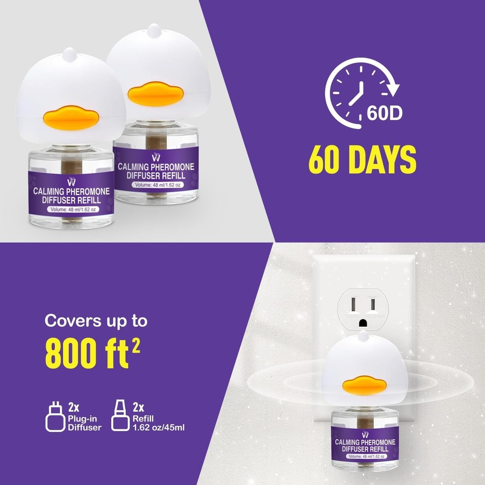 WRAERC Cat Calming Diffuser Multicat Effective Solution to 2 Pack, purple