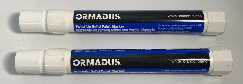(2) Ormadus Solid Paint Permanent Marker, Twist-Up Tip, White