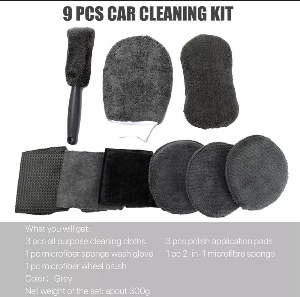 9x Car Cleaning Kit Detailing Kit Tools