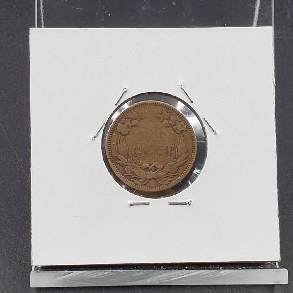 1858 SL Flying Eagle Cent Penny Coin Choice Fine Struck Through Grease Reverse