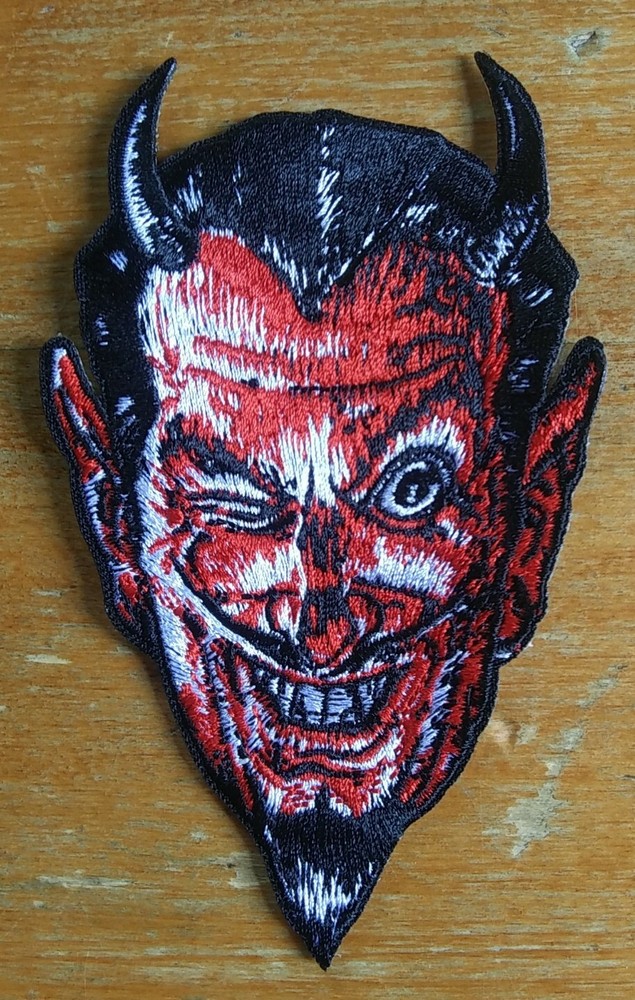 Demon SATAN Horned Wicked Red Devil Embroidered Iron On Patch