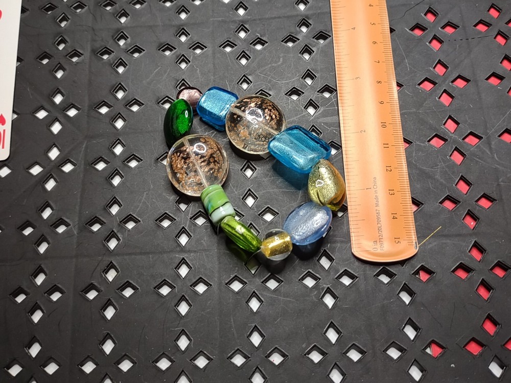 Heavy Multicolor Glass Bead Stretch Bracelet