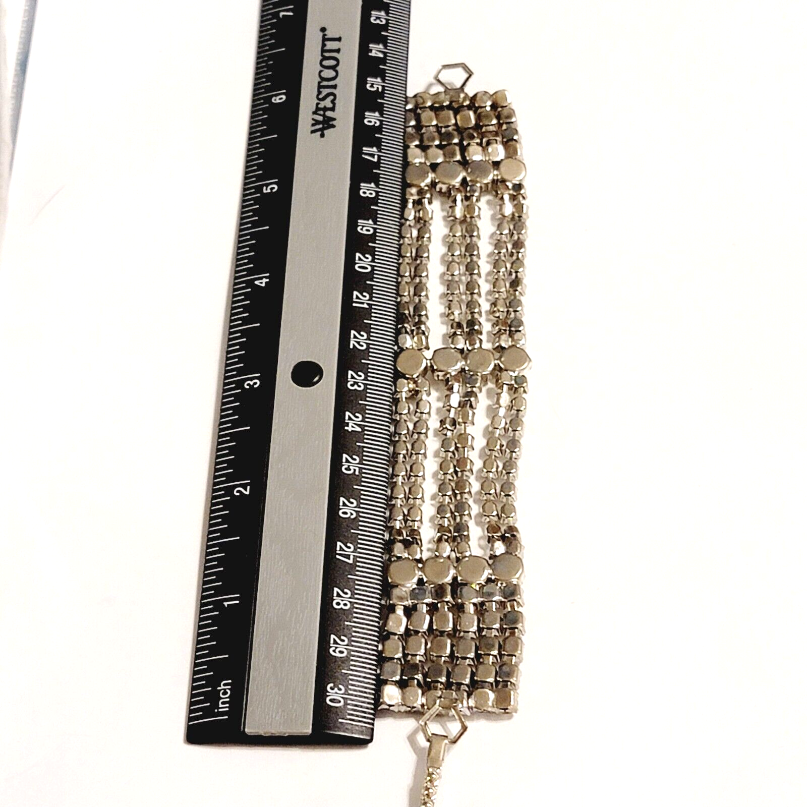 Mid-century Wide Rhinestone Bracelet, Sparkly Glass Vintage Statement Bracelet