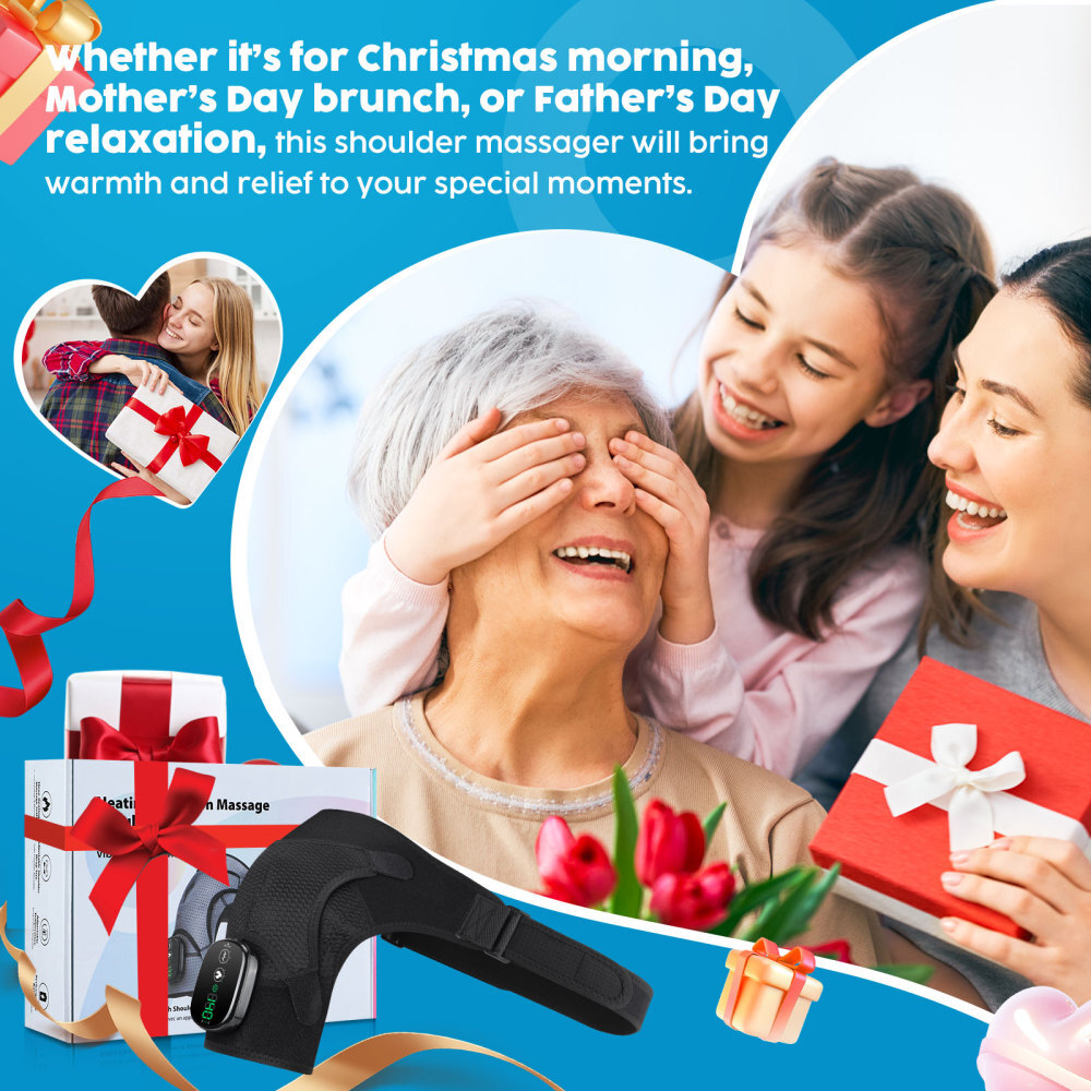 Heated Vibration Shoulder Massager Rotator Cuff Support Brace Compression Wrap