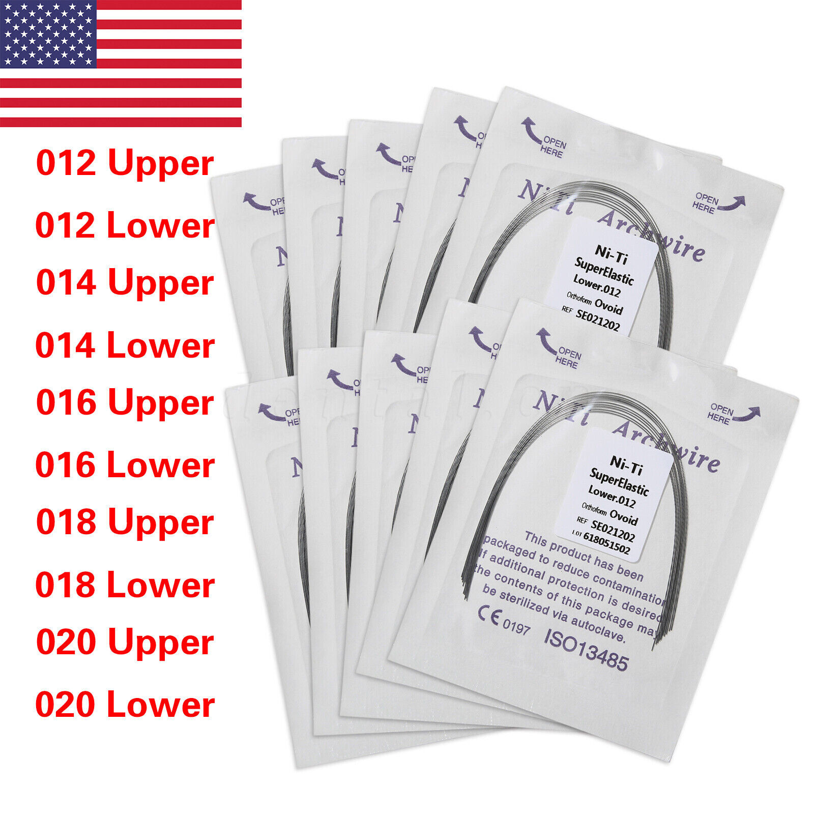 10/100PCS Dental Orthodontic Round Arch Wire Super Elastic NITI Ovoid Form Sizes