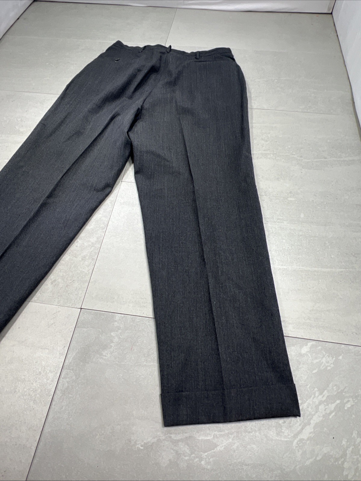 Vintage 50’s 60s Wool Dress Trousers Pleated Cuffed Conmar Zipper USA Gray Ivy