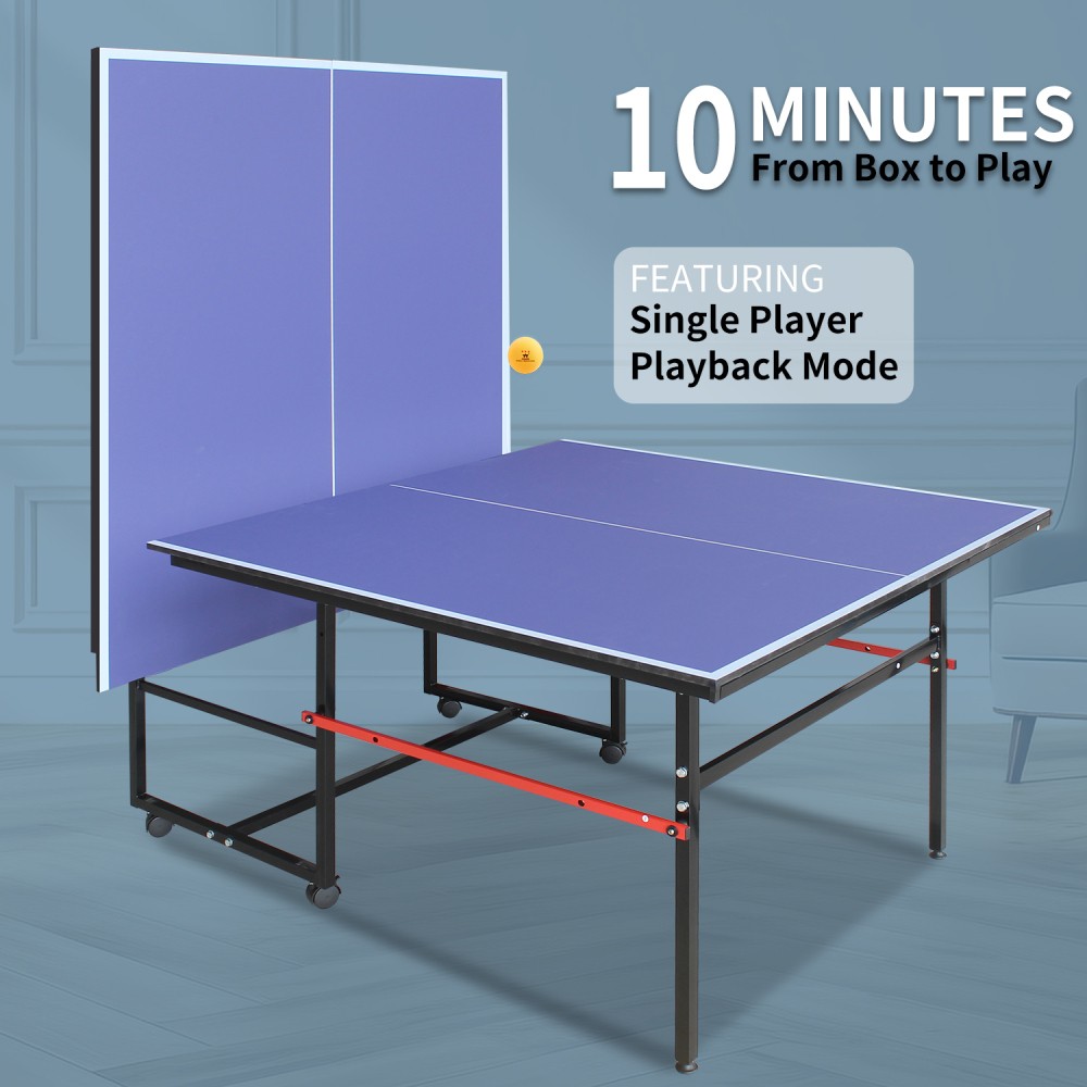 8ft Mid-Size Table Tennis Table Foldable & Portable Ping Pong Table Set DJYC1