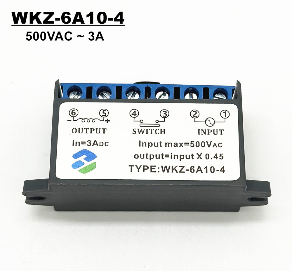 TYPE: WKZ-6A10-4 input max=500VAC output=input×0.45 IN=3ADC rectifier module