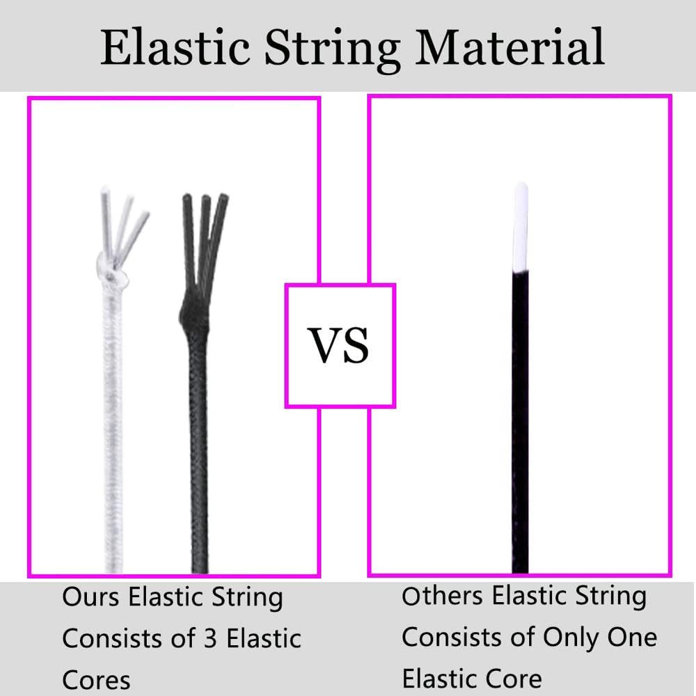 Stretchy String for Bracelets, 4 Rolls 1 mm Sturdy Elastic Black and White
