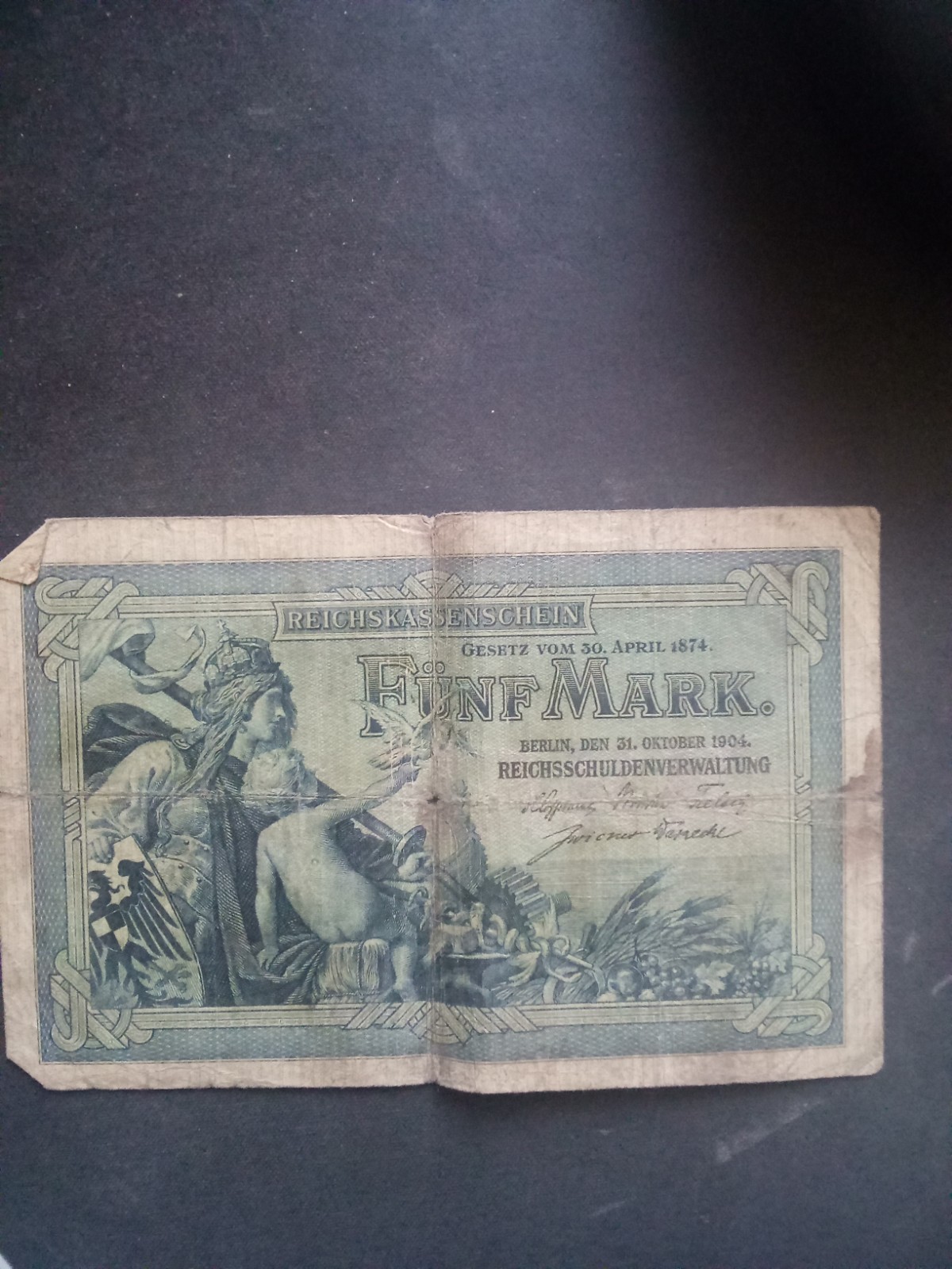 1904 German Empire 5 Mark Banknote