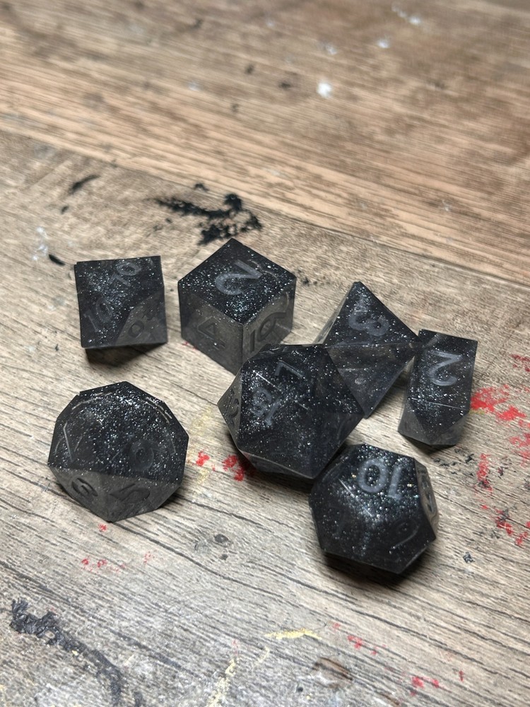 RAW* Dice: Silver Ash _ Resin-Cast Dice Set *See Description* Handmade, D&D