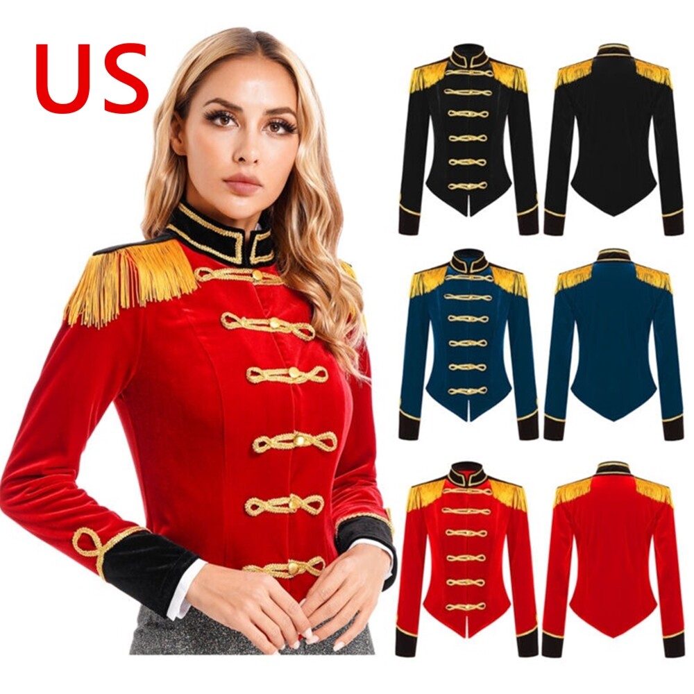 US Womens Circus Ringmaster Costumes for Halloween Cosplay Costume Jacket Coat