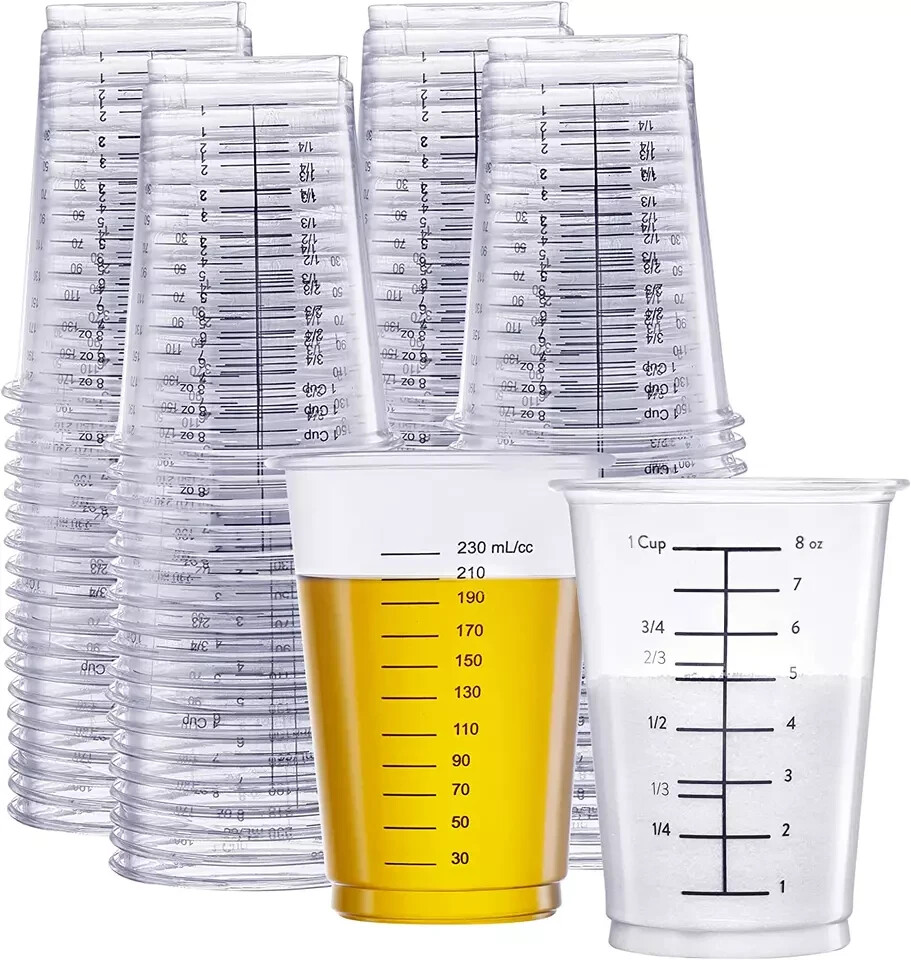 [50 Count - 10 Oz.] Multipurpose Disposable Plastic Measuring