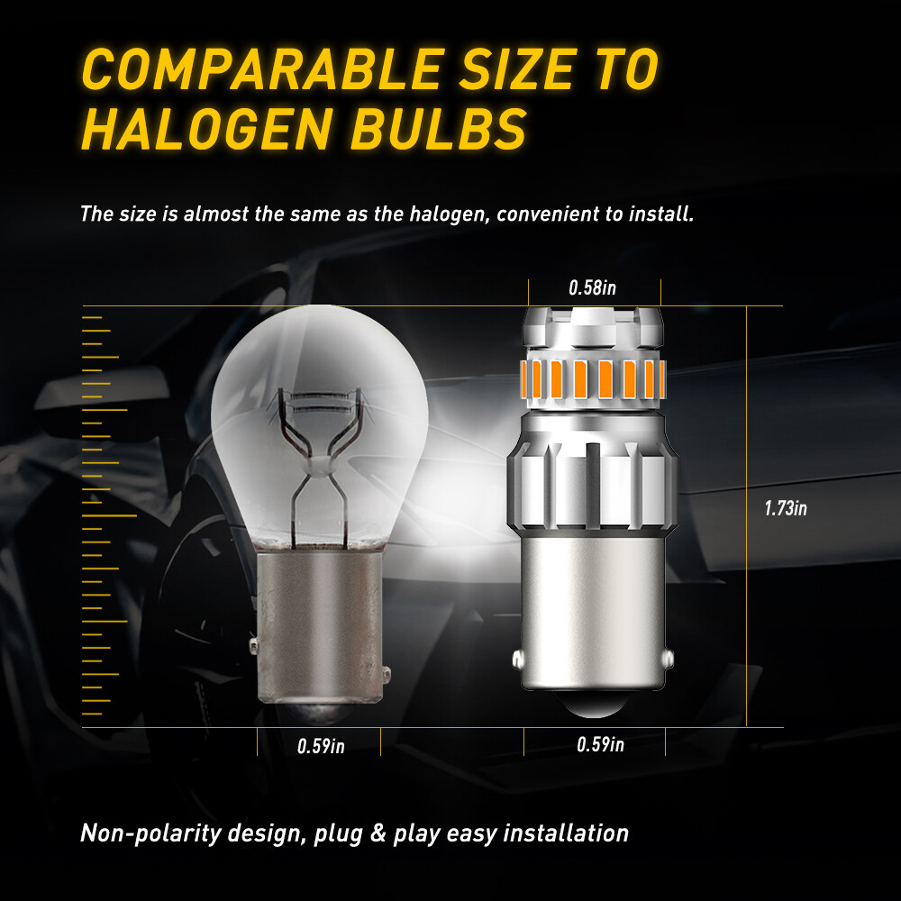 AUXITO 1156 Amber LED Turn Signal Light Bulb Error Free Anti Hyper Flash 2F EOA