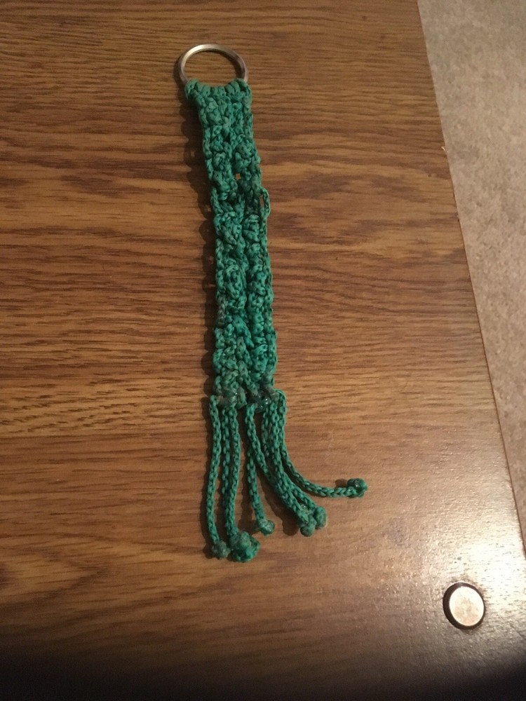 Vintage Keychain - Woven Macrame 1970s, 8"