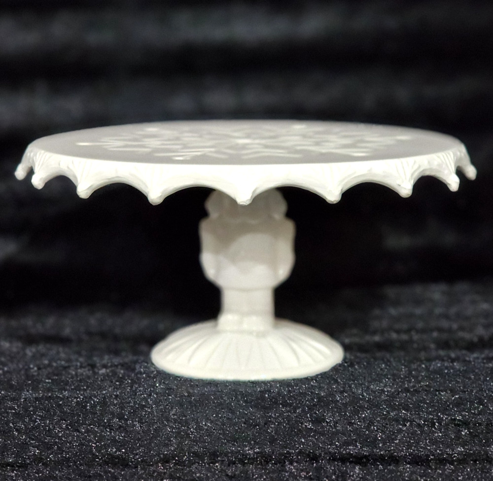 White EMBOSSED SNOWFLAKE Cake Stand 9" Nutcracker Pedestal Ceramic Hobby Lobby