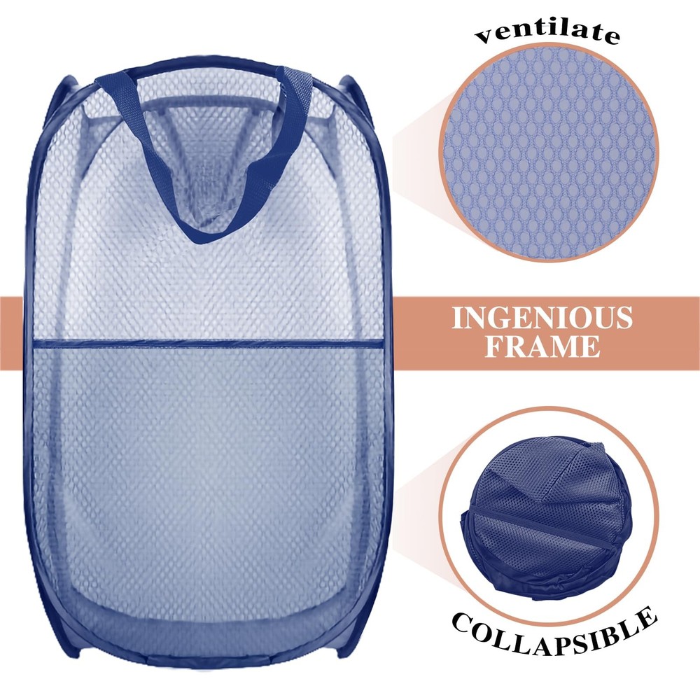 Collapsible Pop Up Laundry Hamper, Extra Large Mesh Foldable Laundry Basket, ...