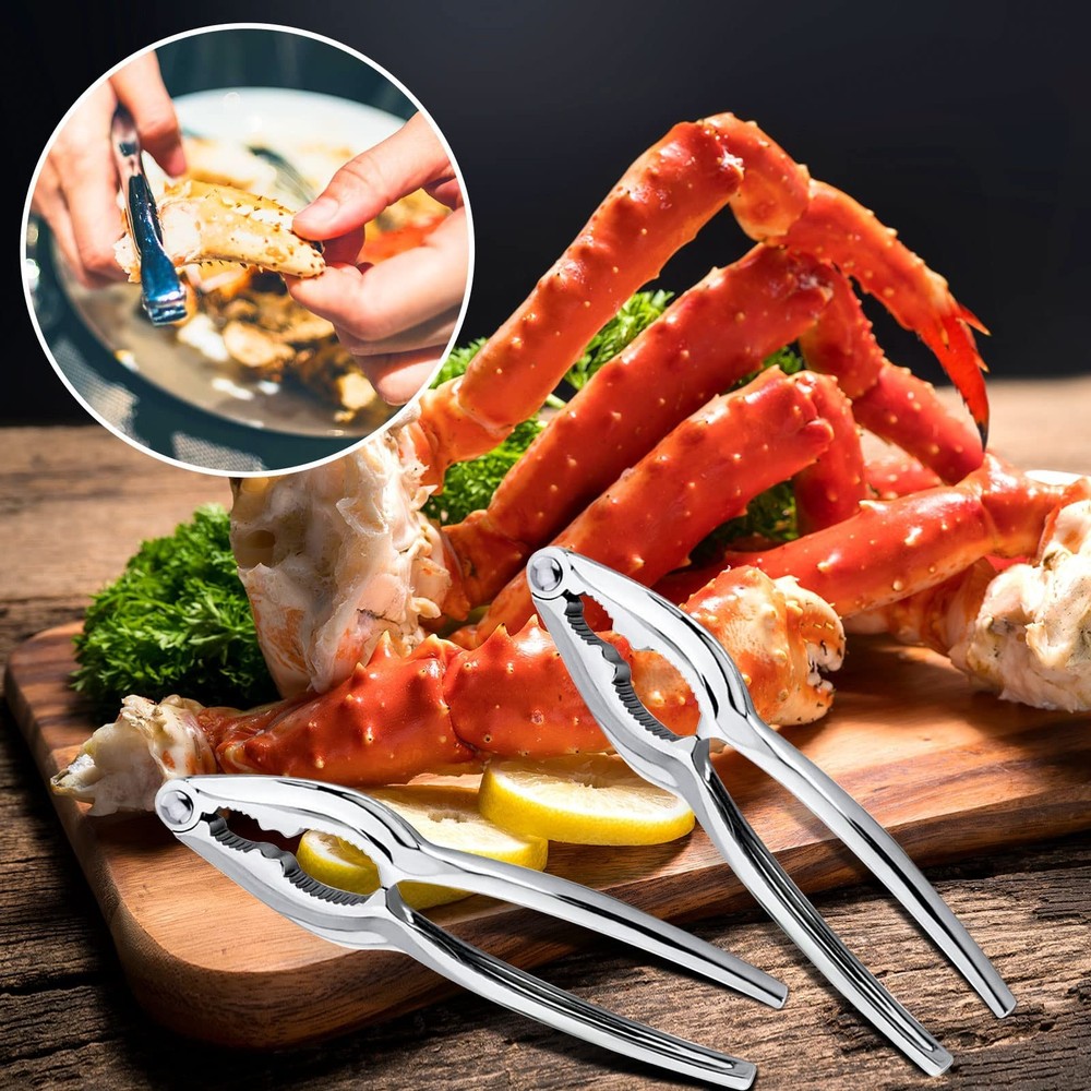 24 Pcs Crab Crackers and Tools, Heavy Duty Nut Crackers Seafood Tools Silver