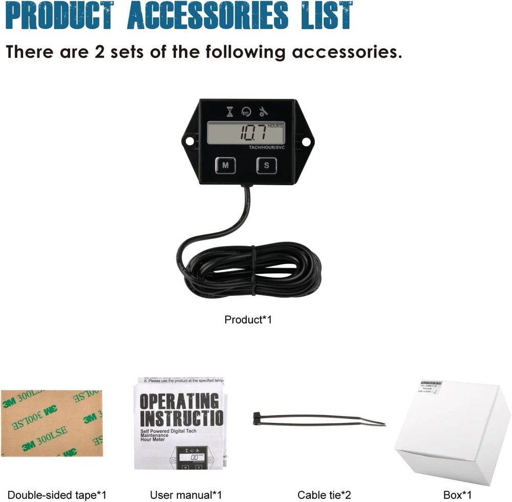 Compact Digital Tachometer with Maintenance Reminder - Essential Engine Tool Set