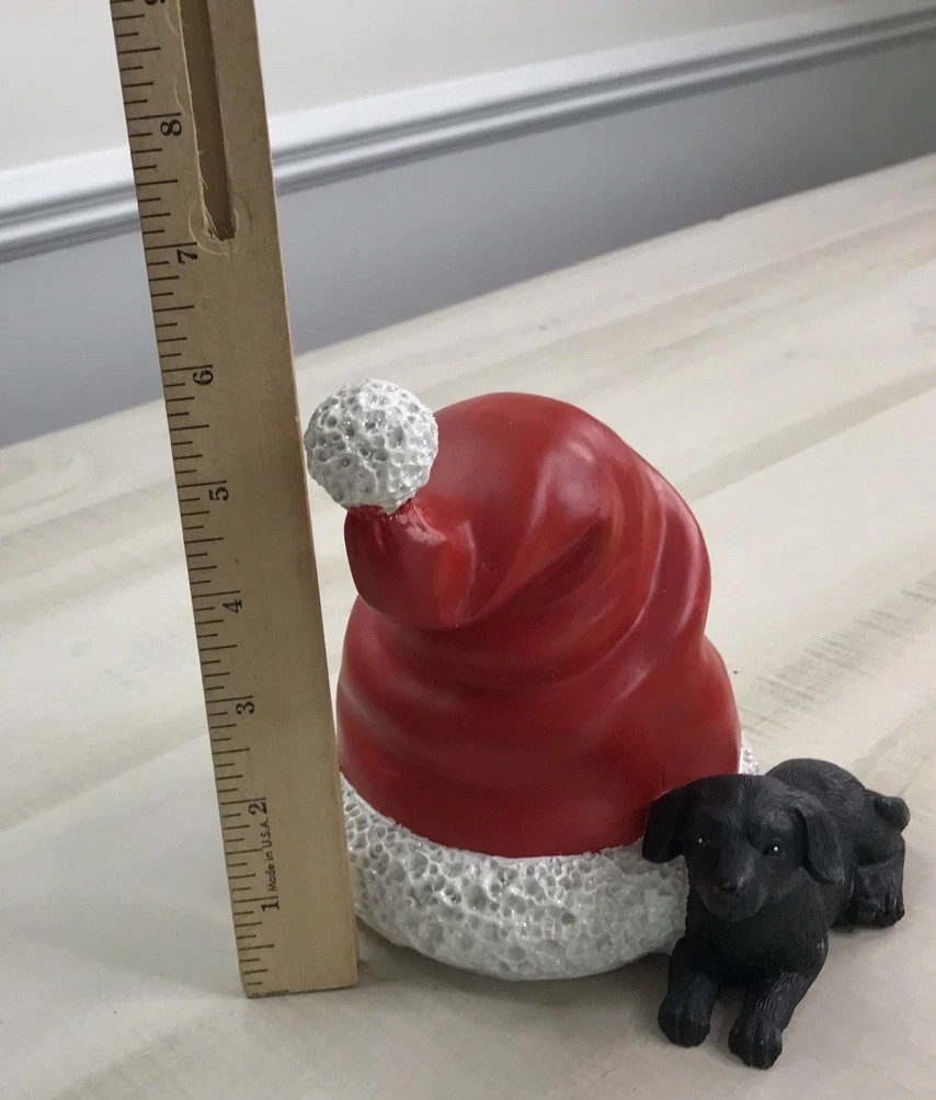 Ashland Pepermint Lane Black Labrador Dog Santa Hat Table Top Decor 6inch New
