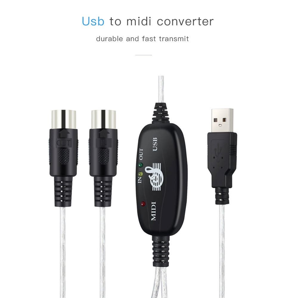 MIDI to USB Cable-Upgrade Professional Plug & Play 16 Channel Interface for K...