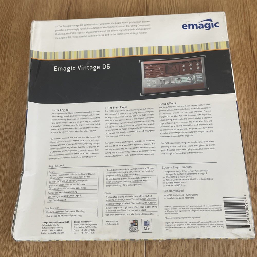 Emagic evd6 Software Instruments Vintage D6 Hohner Clavinet Simulation