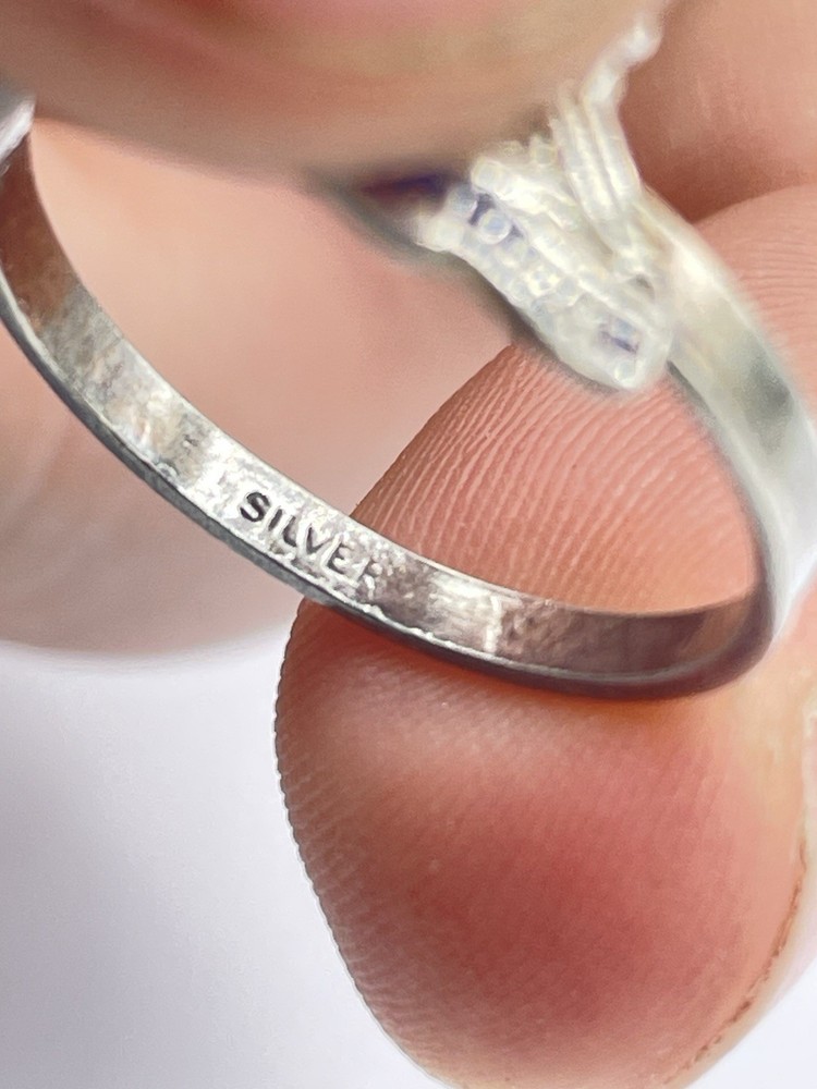 WW2 British Sterling Silver & Enamel Royal Artillery Sweetheart Ring