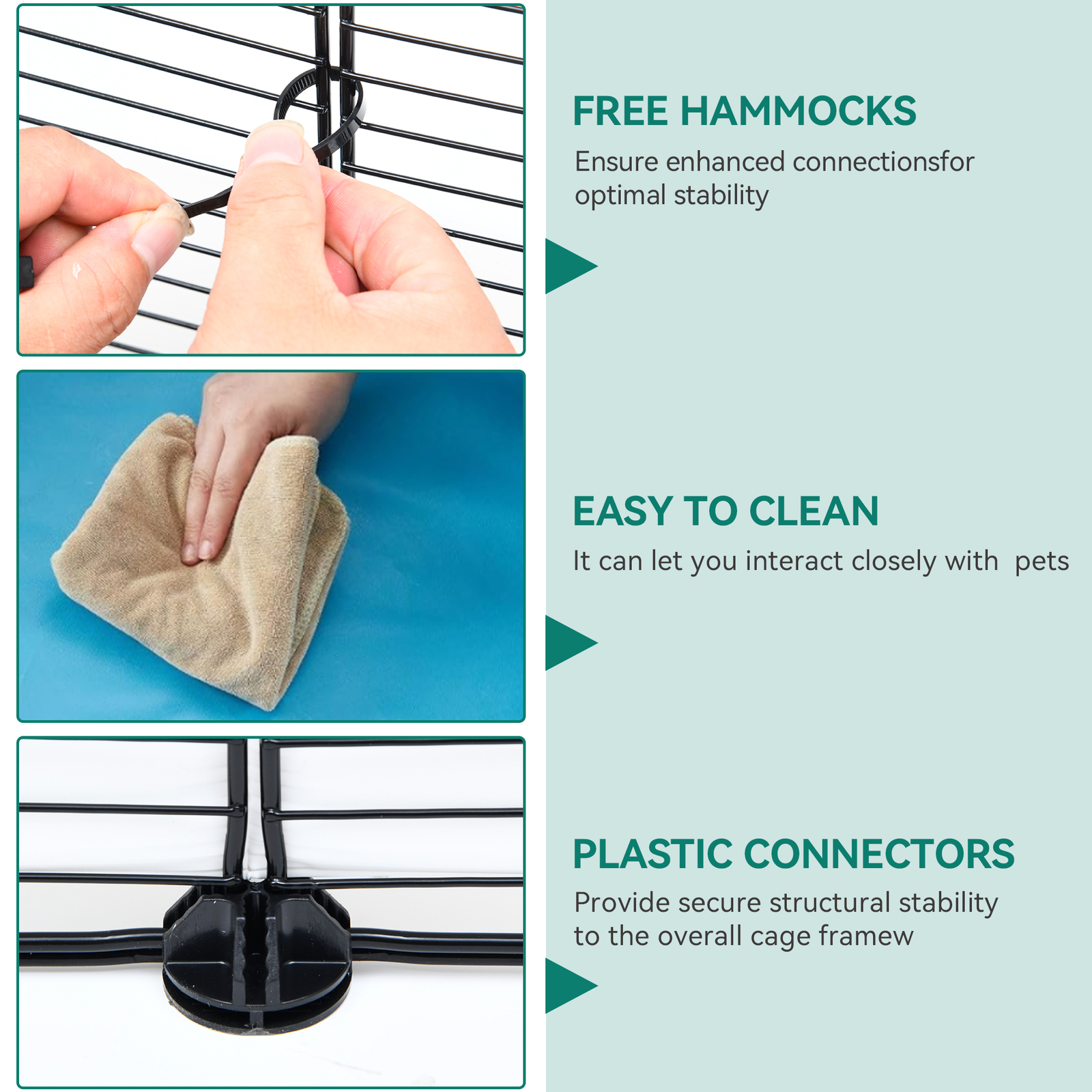 Large Cat Cage Enclosure Metal Wire 4-Tier Kennel DIY Playpen Catio w/ Hammock