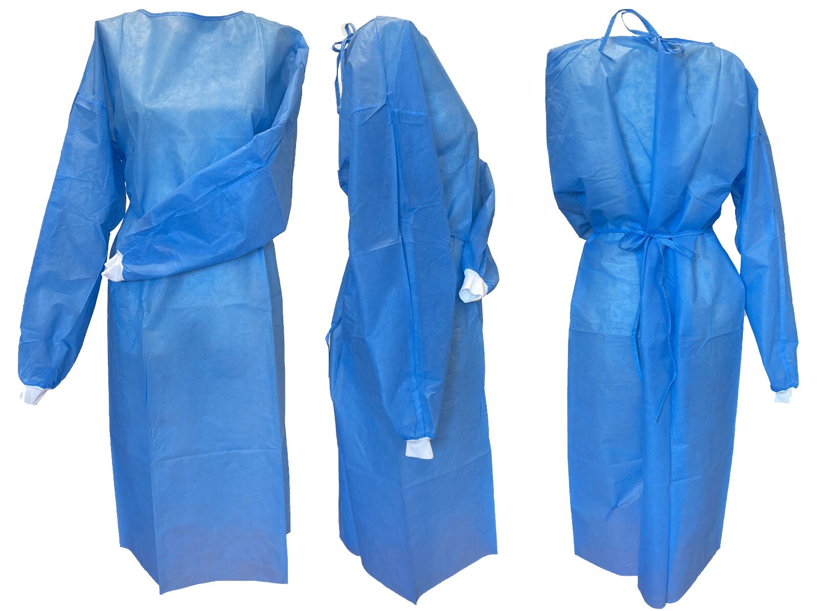 Disposable Isolation Gown SMS Knit Cuff  Medical/Dental, 30gsm, Blue,50/100pcs