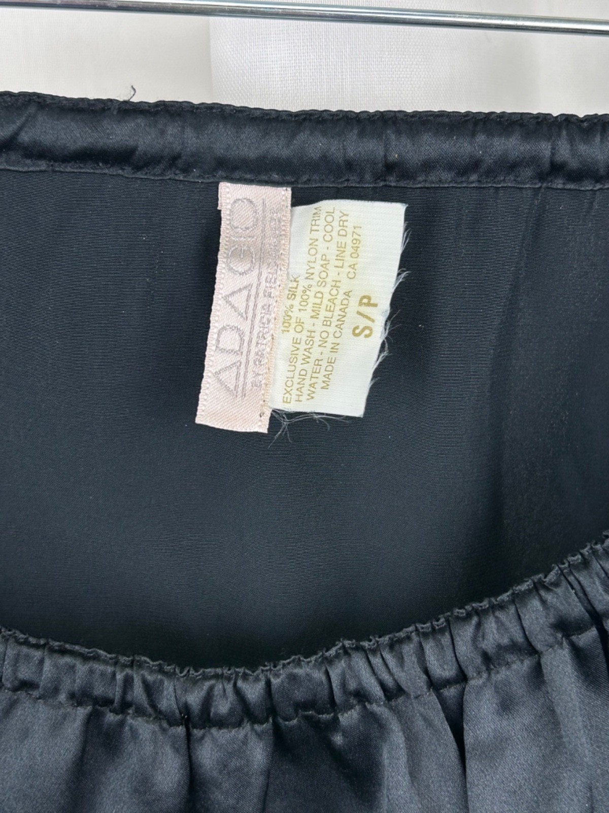 Adagio Patricia Fieldwalker Half Slip 100% Silk Black Knee Length S