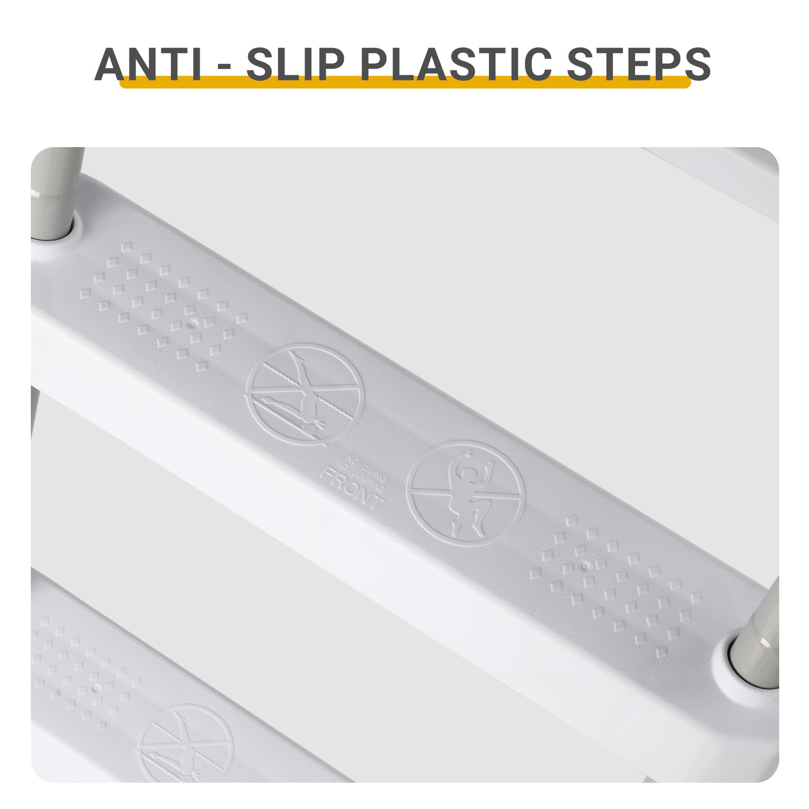 4 Steps 52in Pool Ladder Iron Grey Frame + White Steps Safety Ladder