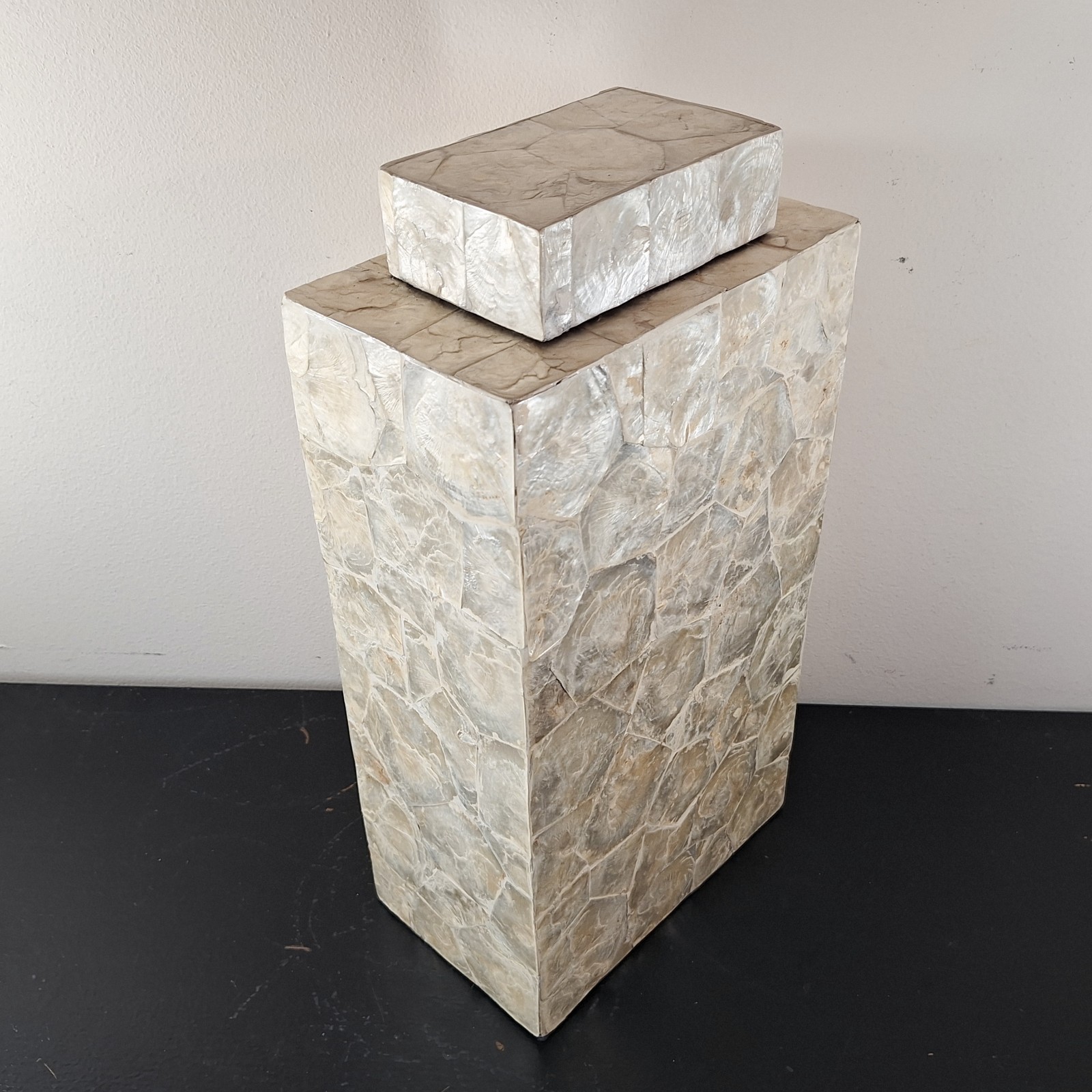 LARGE Natural Capiz Shell Asian Lidded Vase (Mother of Pearl) -20" FREE SHIPPING