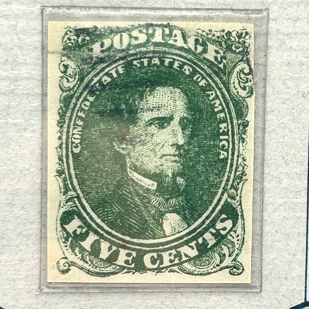 1861 Five Cent Jefferson Davis Stamp from Postal Commemorative Society Green