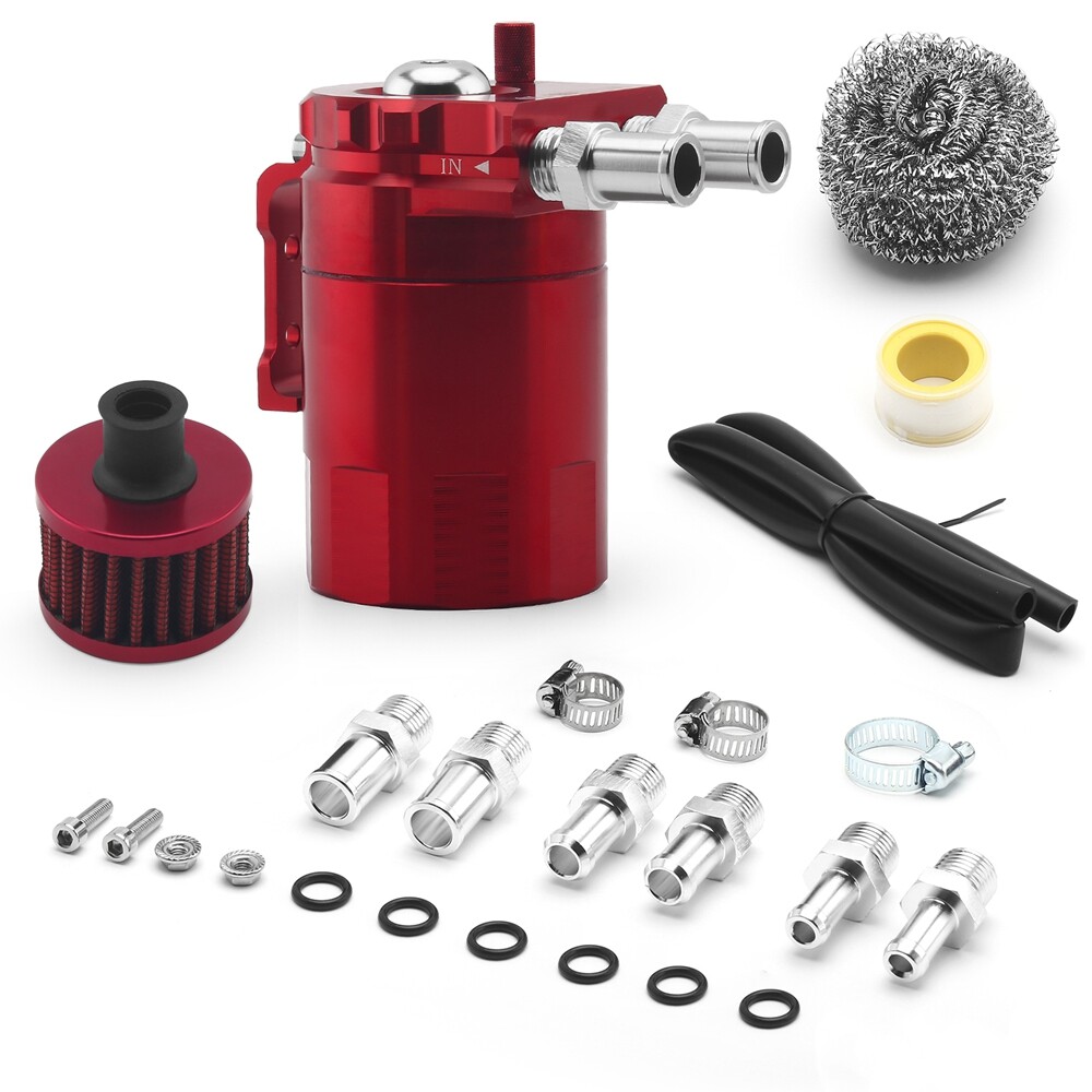 Oil Catch Can Kit Reservoir Baffled Tank with Breather Filter Universal Aluminum