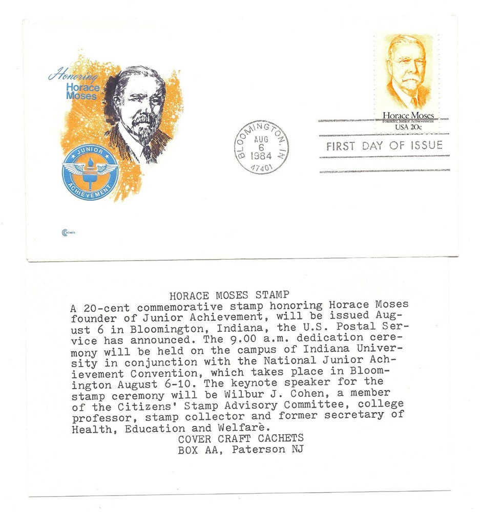 2095 Horace Moses, Cover Craft Cachets, CCC, FDC