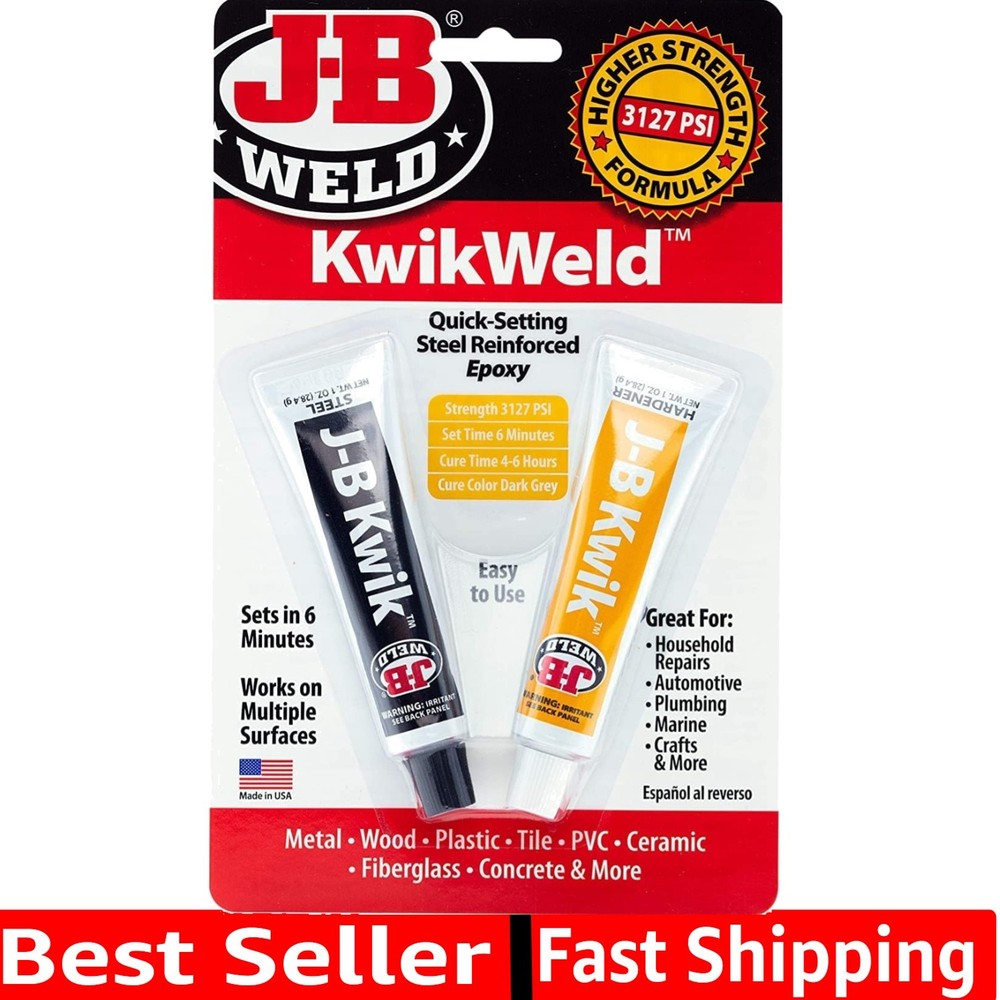 2 oz KwikWeld Fast Setting Epoxy - Strong, Waterproof Dark Grey Repair Solution