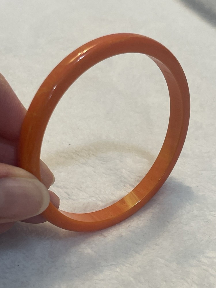 1940s Domed Orange Bakelite Bangle_Simichrome Tested