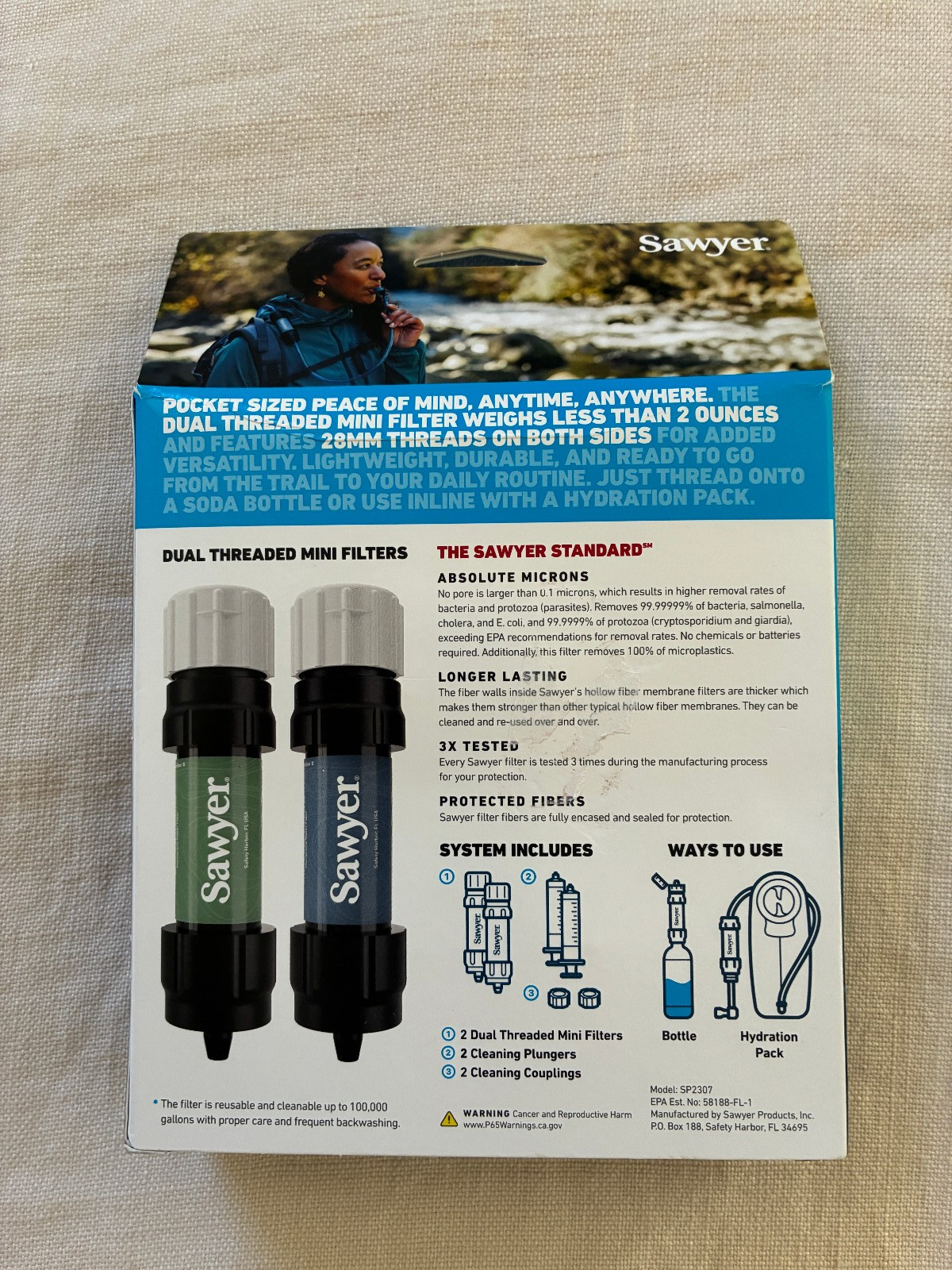 Sawyer Mini Dual Threaded Water Filter Twin Pack SP2307 Factory sealed NEW