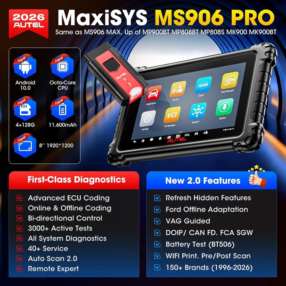 2026 Newest Autel MaxiSYS MS906 Pro Coding Full System Diagnostic Scanner Tool