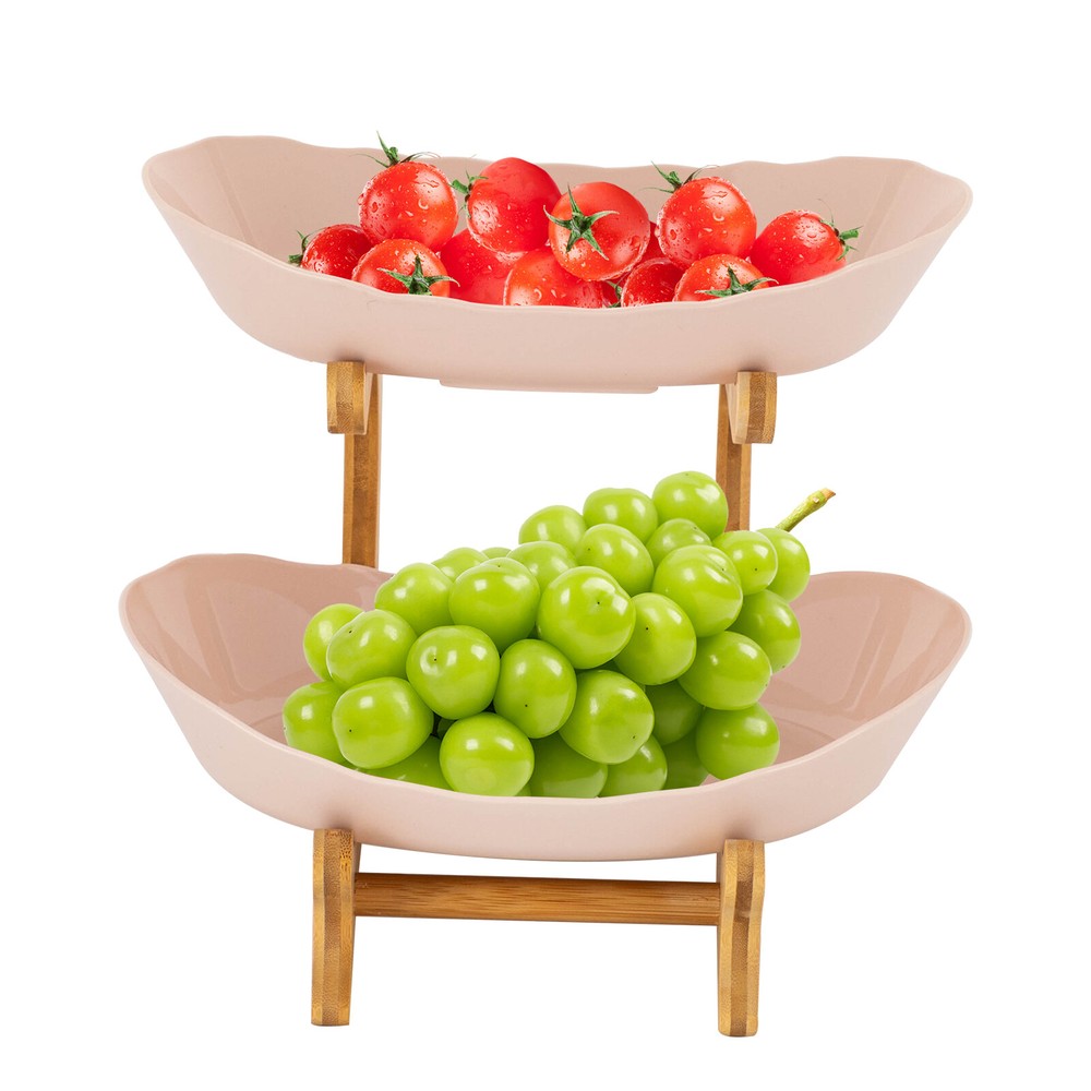 2 Tier Fruit Bowl, Fruit Basket Stand, Fruit Serving Tray