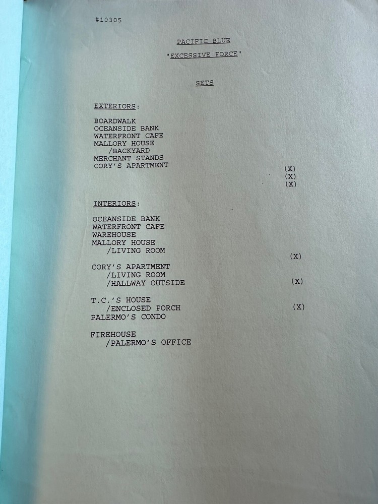 PACIFIC BLUE TV SHOW SCRIPT EPISODE EXCESSIVE FORCE
