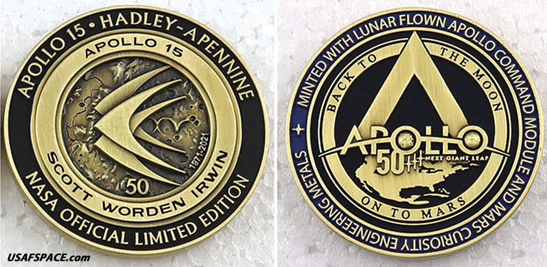 APOLLO-15 - 50th Anniversary - LUNAR FLOWN METAL - NASA MEDALLION - COA - MINT
